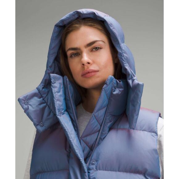 lululemon athletica Heathered Wild Indigo Wunder Puff Cropped Vest Size 10 - Picture 2 of 16